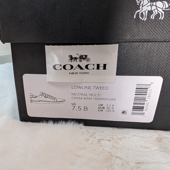 Coach Lowline Tweed Sneakers | Size 7.5 | Multicolor Pink & White Tweed with Box - Picture 16 of 16